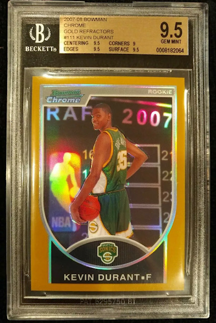 2007-08 Kevin Durant Bowman Chrome Gold Refractor Rookie Card