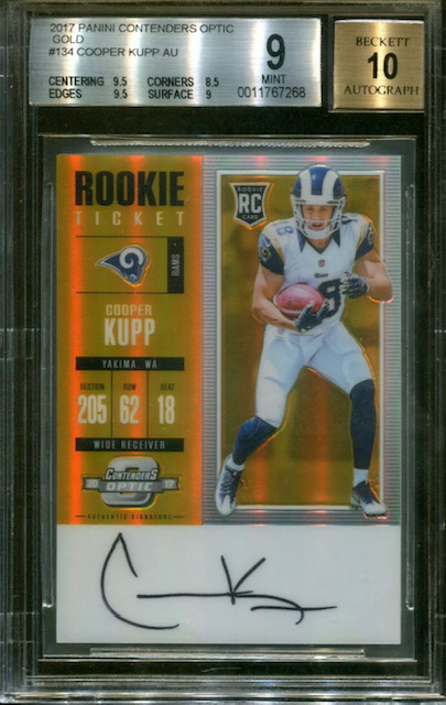 2017 Cooper Kupp Optic Contenders Rookie Ticket Gold Auto Rookie Card