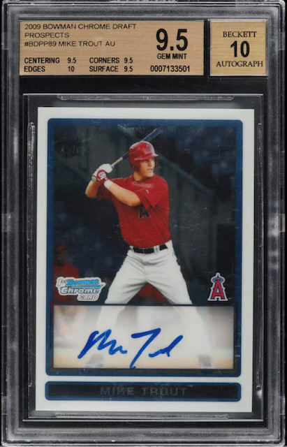 Photo of 2009 Mike Trout Bowman Chrome Draft Auto Rookie Card