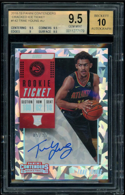 Photo of 2018-19 Trae Young Contenders Rookie Ticket Cracked Ice Rookie Card