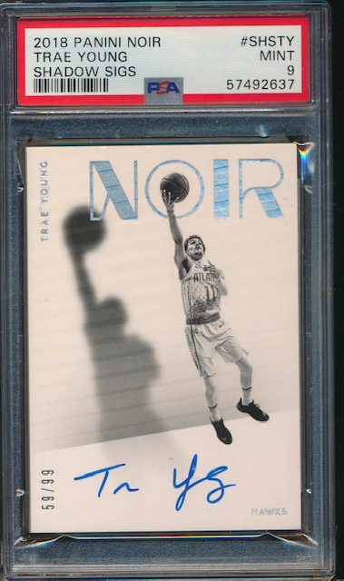 Photo of 2018-19 Trae Young Panini Noir Shadow Signatures Rookie Card