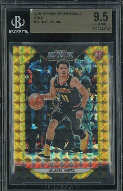 Photo of 2018-19 Trae Young Prizm Mosaic Gold Rookie Card