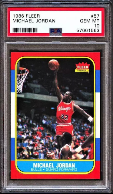 Photo of 1986 Michael Jordan Fleer Rookie Card