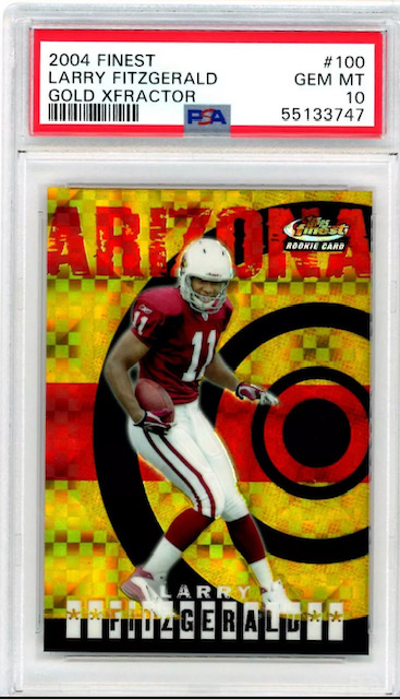 Photo of 2004 Larry Fitzgerald Topps Finest Gold Xfractor Rookie Card