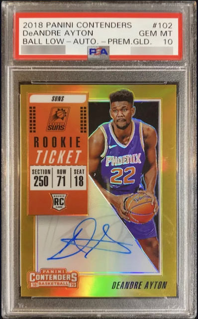 Photo of 2018 Deandre Ayton Contenders Rookie Ticket Gold Rookie Card