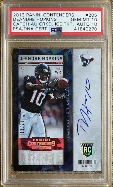 Photo of 2013 DeAndre Hopkins Contenders Cracked Ice Auto Rookie Card