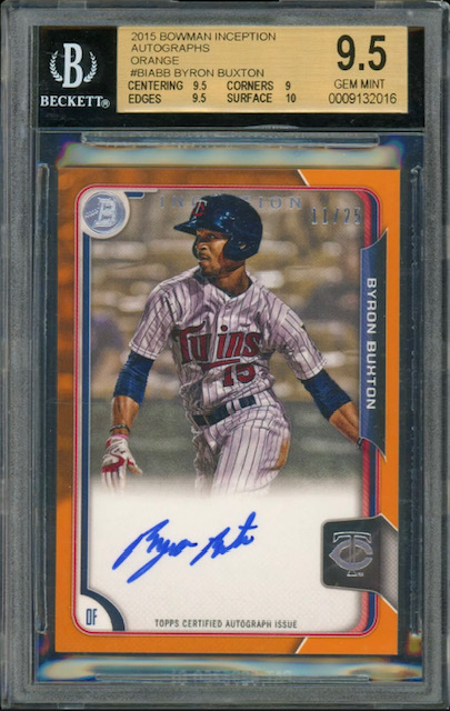 Photo of the 2015 Byron Buxton Bowman Inception Rookie Card
