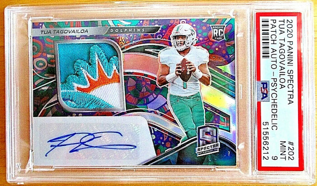 Photo of 2020 Tua Tagovailoa Spectra Psychedelic RPA Rookie Card