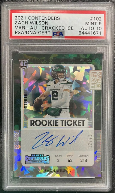 Photo of 2021 Zach Wilson Contenders Rookie Ticket Cracked Ice Rookie Card