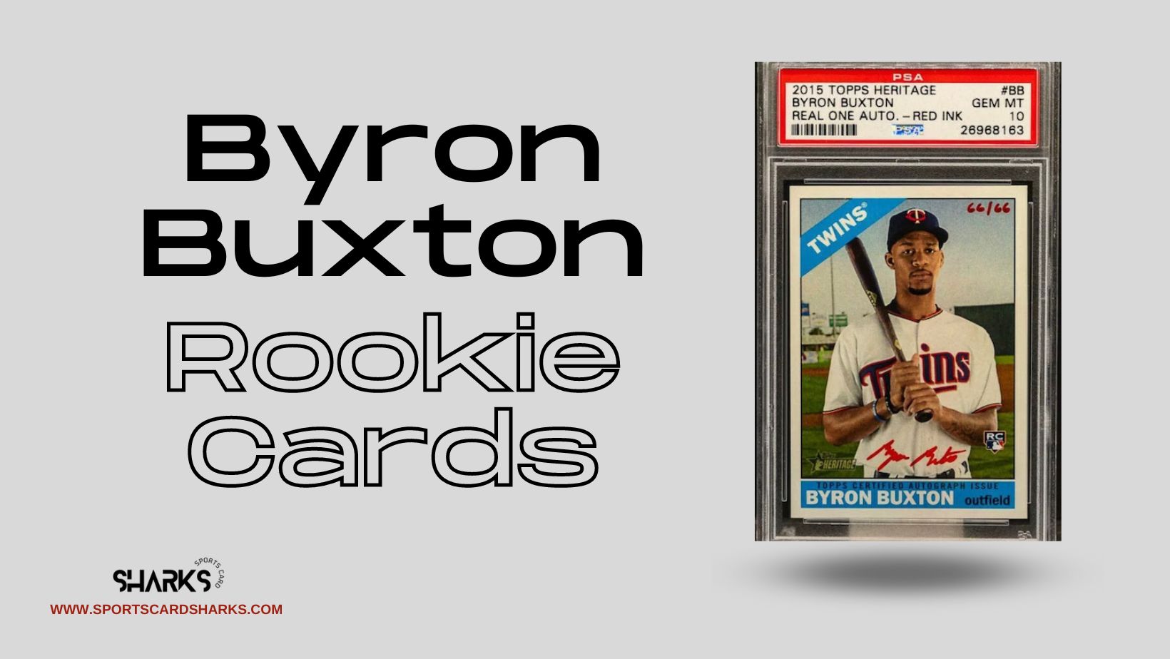 Featured image for the Best Byron Buxton Rookie Cards blog post on Sports Card Sharks