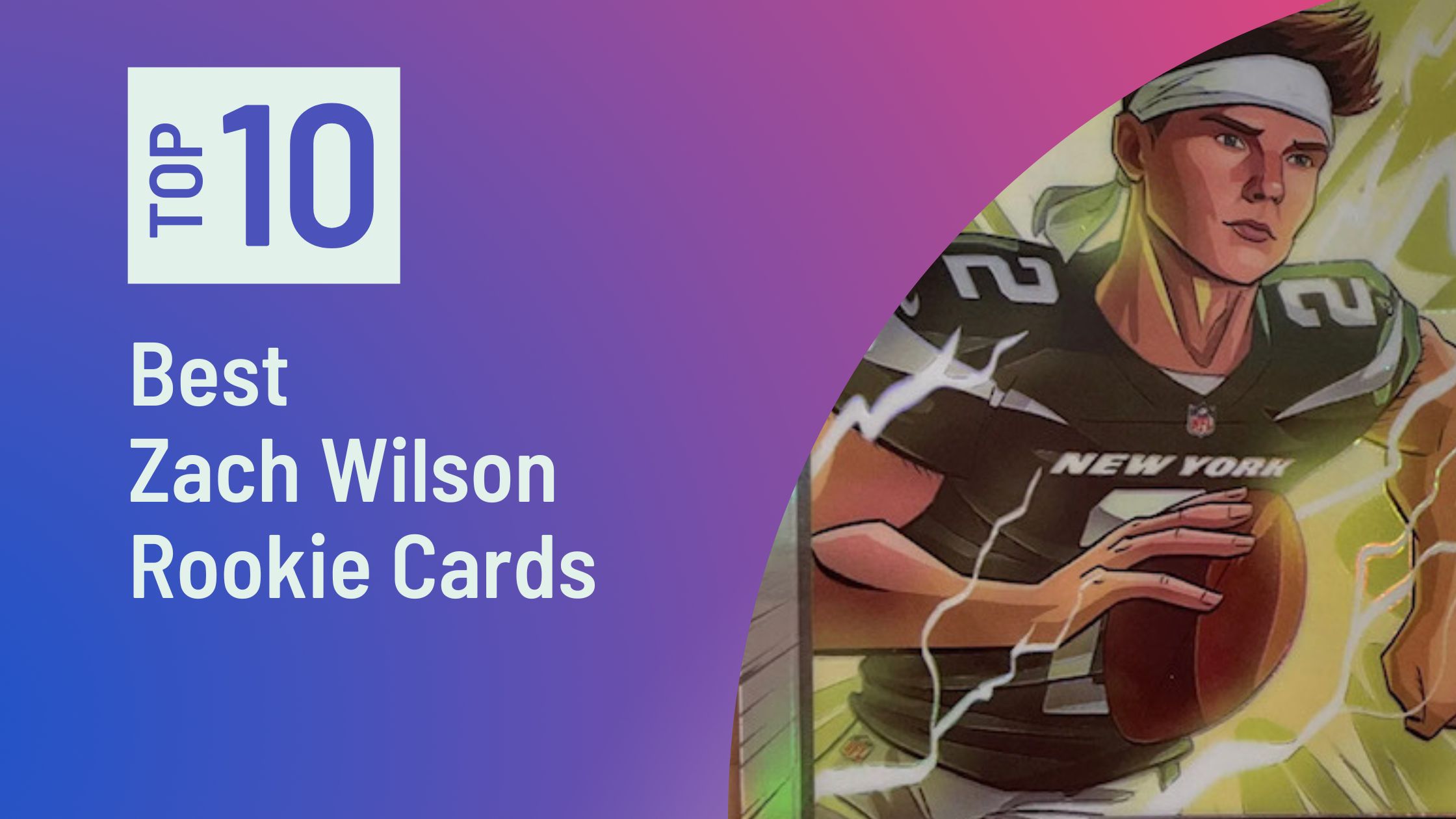 Featured image for the Best Zach Wilson Rookie Cards blog post on Sports Card Sharks