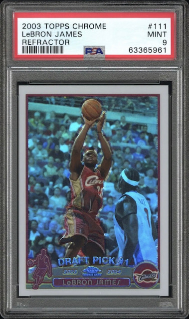 Photo of a 2003-04 Lebron James Topps Chrome Refractor Card