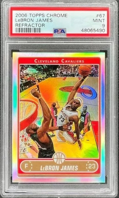 Photo of a 2005 Lebron James Topps Chrome Refractor Card
