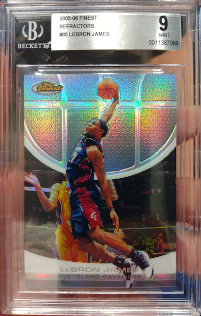 Photo of a 2005 Lebron James Topps Finest Silver Refractor Card