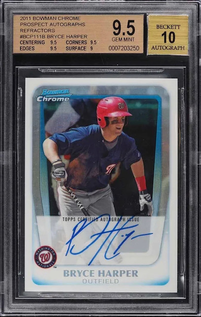 Photo of a 2011 Bryce Harper Bowman Chrome 1st Prospects Autograph Rookie Card