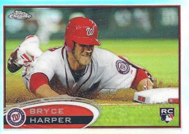 Photo of a 2012 Bryce Harper Topps Chrome Sliding Variation Rookie Card