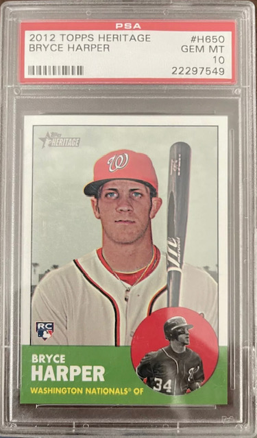 Photo of a 2012 Bryce Harper Topps Heritage High Number Variation Rookie Card