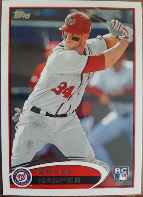 Photo of a 2012 Bryce Harper Topps Red Helmet Variation Rookie Card
