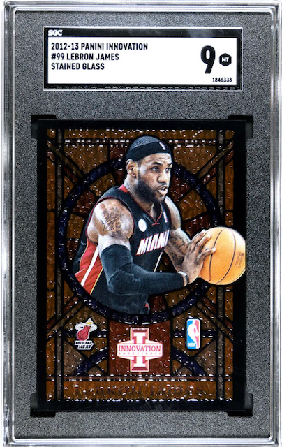 Photo of a 2012-13 Lebron James Panini Innovation Stained Glass Card