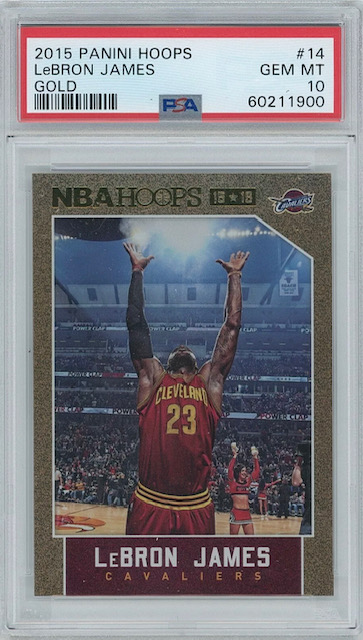 Photo of a 2015 Lebron James NBA Hoops Gold Card