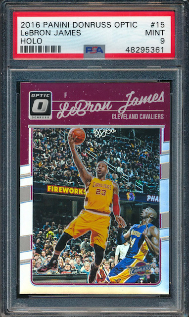 Photo of a 2016 Lebron James Optic Hold with Kobe Trailing Card