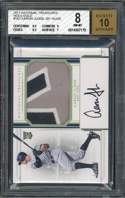 Photo of a 2017 Aaron Judge National Treasures Rookie Card