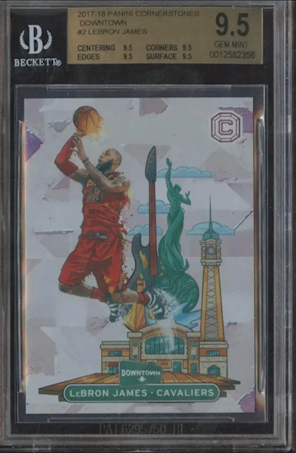 Photo of a 2017 Lebron James Cornerstones Downtown Card