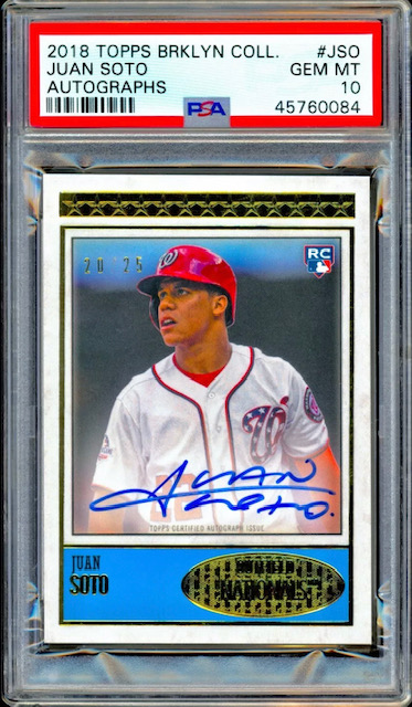 Photo of a 2018 Juan Soto Topps Brooklyn Collection Rookie Card