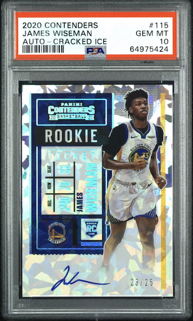 Photo of a 2020-21 James Wiseman Contenders Rookie Ticket Cracked Ice Auto Rookie Card