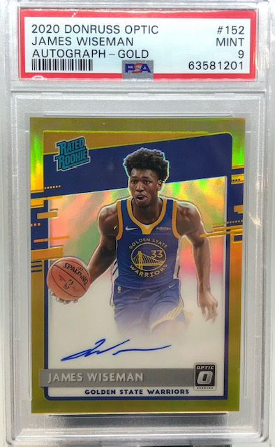 Photo of a 2020-21 James Wiseman Optic Gold Rookie Card
