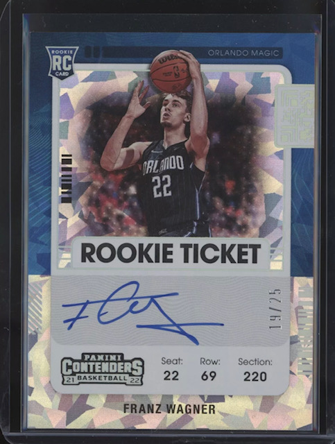 Photo of a 2021 Franz Wagner Contenders Rookie Ticket Cracked Ice Autograph Rookie Card