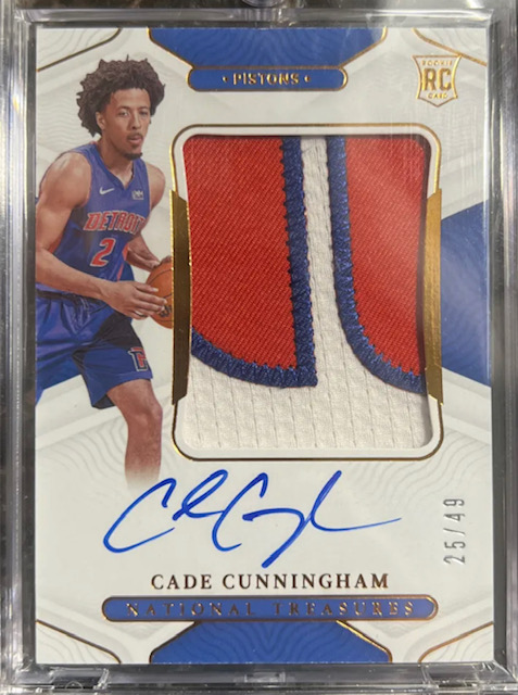 Photo of a 2021 Cade Cunningham National Treasures RPA Rookie Card