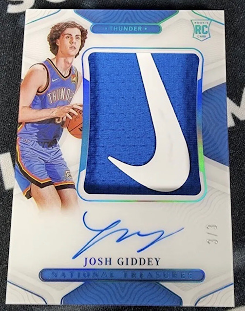 Photo of a 2021 Josh Giddey National Treasures Nike Swoosh Rookie Card