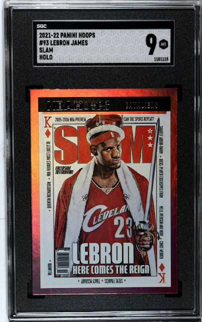 Photo of a 2021 Lebron James NBA Hoops Slam Holo Card