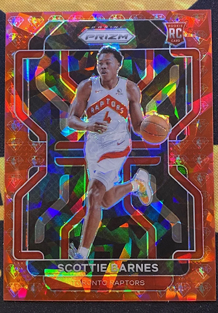 Photo of a 2021 Scottie Barnes Prizm Red 75th Anniversary Edition Rookie Card